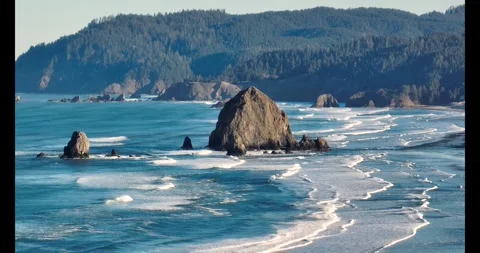 Haystack Rock on the Oregon Coast Stock Footage 272274344