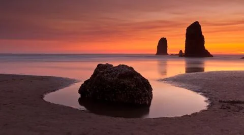 Haystack rock, Oregon Stock Photos