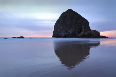 Haystack Rock, Oregon Sunset Stock Photos