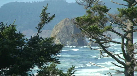 Haystack Rock Pacific Coast Highway 库存影片 693792