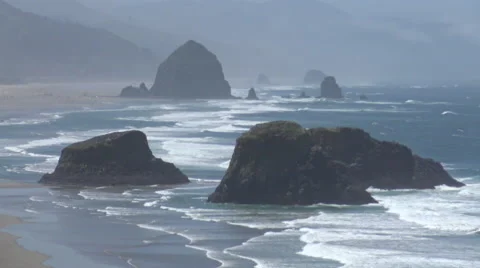 Haystack Rock viewed from the north Video stock 60852492