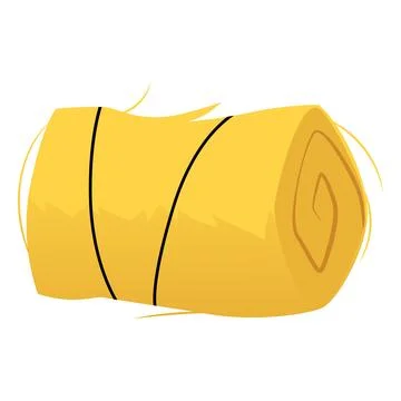Haystack roll tied in rope flat vector icon, cartoon bale of hay, straw barn Stock Illustration