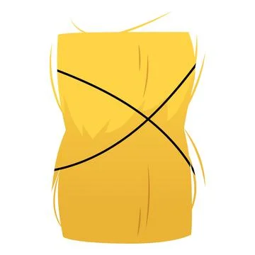 Haystack roll tied in rope vector flat icon, cartoon bale of hay, straw barn Stock Illustration