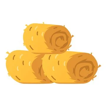 Haystack rolls flat vector icon, cartoon bale of hay straw barn stack, dry Stock Illustration
