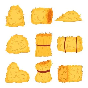 Haystack set cartoon vector illustration Stock Illustration
