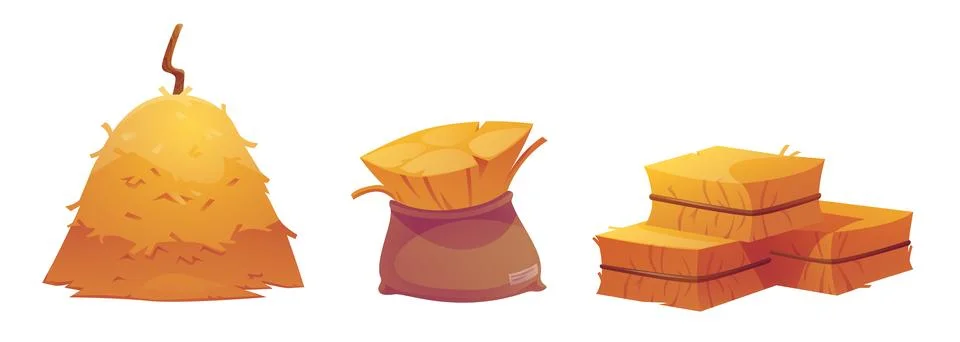 Haystack set isolated on white background Stock Illustration