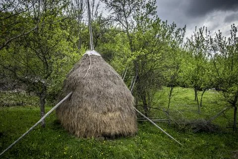 A Haystack in Spring Stock Photos