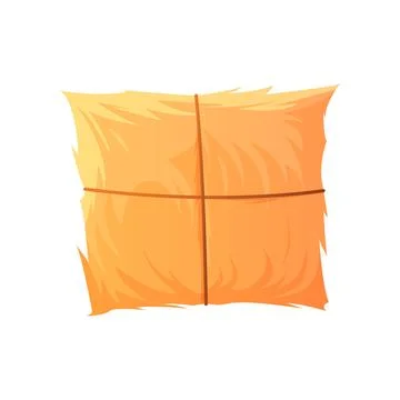 Haystack of square shape, dry hay harvest packing on farm field Illustrazione stock