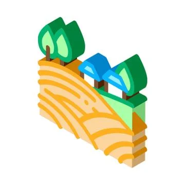 Haystack in village isometric icon vector illustration Stock Illustration