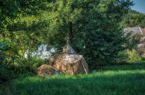 A Haystack in a Village Stock Photos