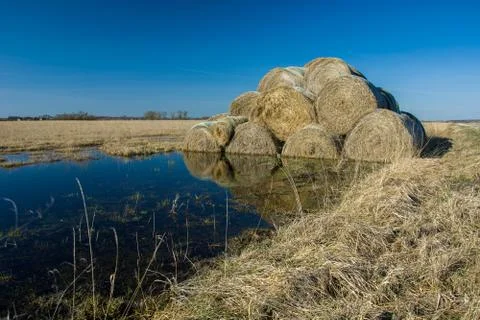 Haystack in the water Stock Photos
