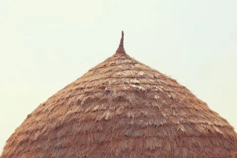 Haystacks and husk pods from rural part of Haryana, India Stock Photos