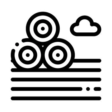 Haystacks on ground icon vector outline illustration Stock Illustration