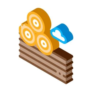 Haystacks on ground isometric icon vector illustration Stock Illustration