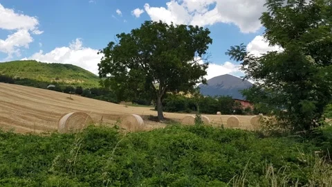 Haystacks in Umbria, Italy Stock Footage 227497009