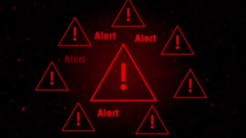 Hazard alert signals flash rapid high risk parameter updates across system .. Stock Footage 340998450
