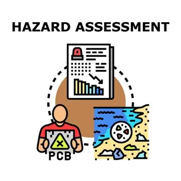 Hazard assessment planning analyzing environmental pollution risks 스톡 일러스트