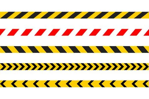 Hazard caution tapes with diagonal stripes in yellow, black and red vector .. Stock Illustration