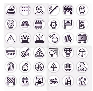Hazard Complete Vector Package with 36 64x64 Bold Line Editable Icons Illustrazione stock