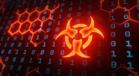 Hazard cybersecurity composed from 0 and 1 digits over binary code surface イラスト素材