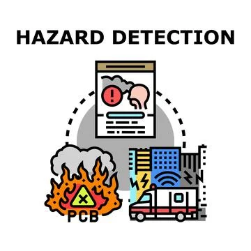 Hazard detection system identifying environmental risks and emergency respons Illustration