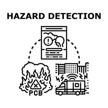 Hazard detection system identifying environmental risks and emergency respons Stock Illustration