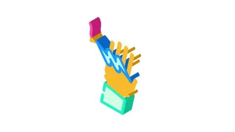 Hazard electricity isometric icon animation Stock Footage 327290816