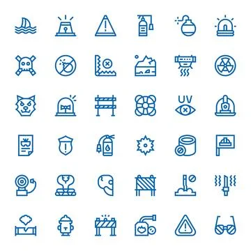Hazard Exclusive Vector Set featuring 36 Bold Line Pixel Optimized Retina R.. Stock Illustration