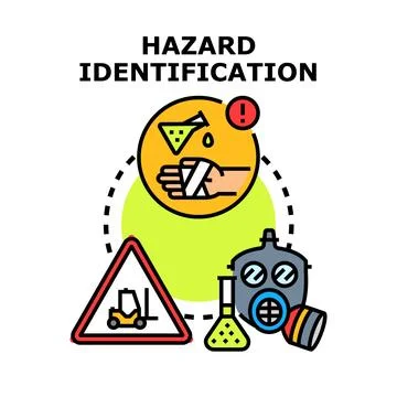 Hazard identification process finding potential workplace dangers Stock Illustration