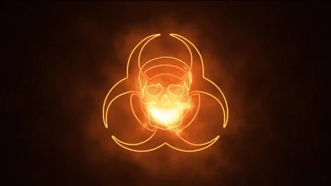 Hazard logo with fire effect green screen background Stock Footage 280013363