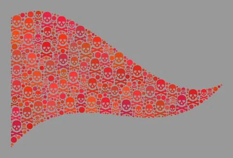 Hazard Red Triangle Flag - Collage with Piracy Elements 스톡 일러스트