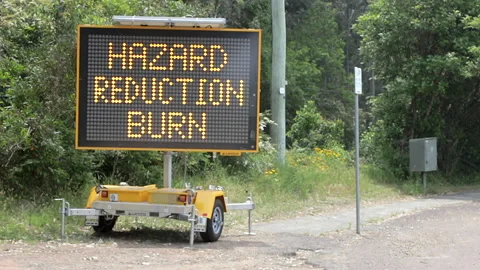 Hazard reduction burn sign Video stock 168997280
