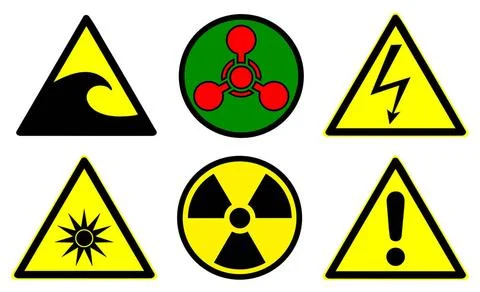 Hazard signs set 2 Set of official international hazard warning signs Copy... Stock Photos