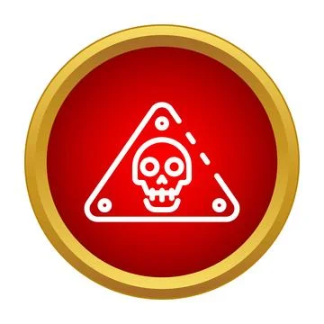 Hazard skull warning symbol on red circle 스톡 일러스트
