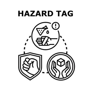 Hazard tag warning about danger and safety protection Stock Illustration