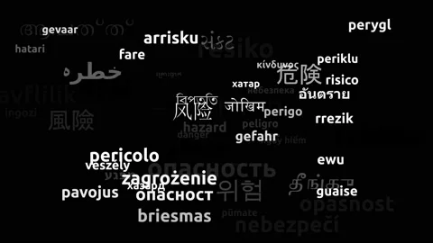 Hazard Translated in 65 Worldwide Languages Endless Looping 3d Zooming Wordcl Video stock 145205222