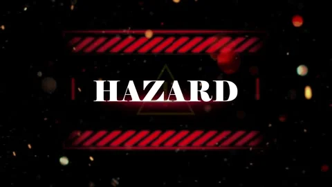 Hazard warning alert motion graphic featuring red striped borders against dark Stock Footage 340945216
