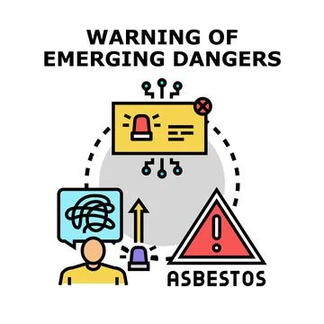 Hazard warning with asbestos danger emerging Stock Illustration