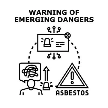 Hazard warning with asbestos danger emerging Stock Illustration