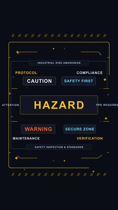 Hazard warning caution loop motion graphic HUD UI interface element Stock Footage 347055754