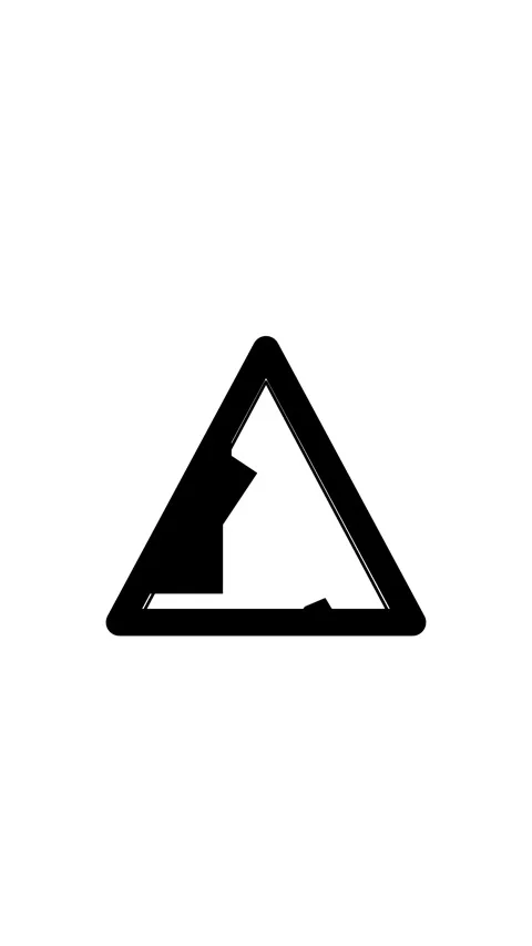 Hazard Warning Road Signs Sequence Minimalist Animation Vídeo Stock 334365226