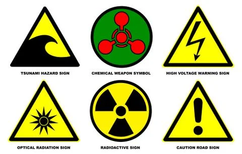 Hazard warning signs set Stock Illustration