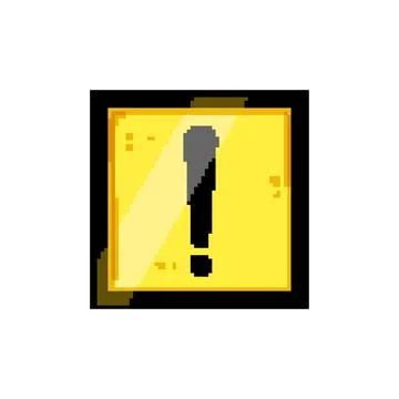 Hazard yellow warning sign pixel art vector illustration Stock Illustration