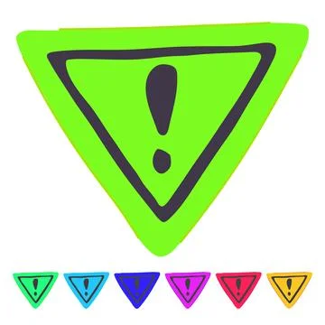 Hazard yellow warning sign vector cartoon graphic Ilustración de archivo