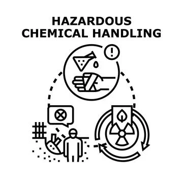 Hazardous chemical handling causing workplace injury and ecological damage Stock Illustration