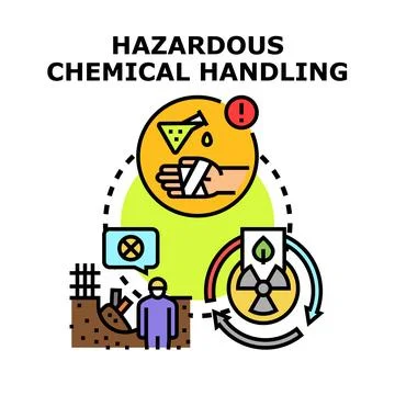 Hazardous chemical handling causing workplace injury and ecological damage Illustration