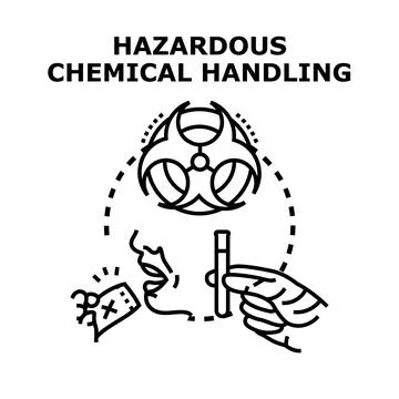 Hazardous chemical handling vector drawing safety concept Stock Illustration
