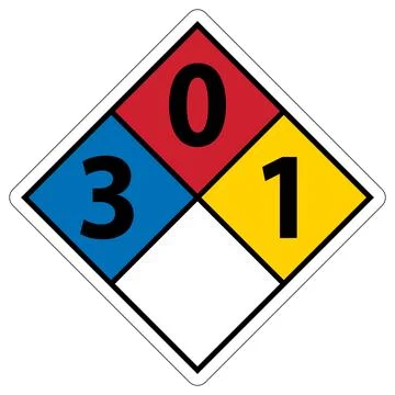 Hazardous Material Identification System (HMIS) Label with Numbers 3, 0, and  Ilustración de archivo