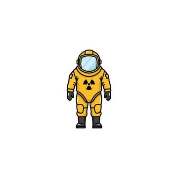 Hazardous material protective suit worker icon 库存插图