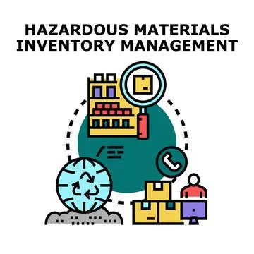 Hazardous materials inventory management and waste disposal concept Illustrazione stock